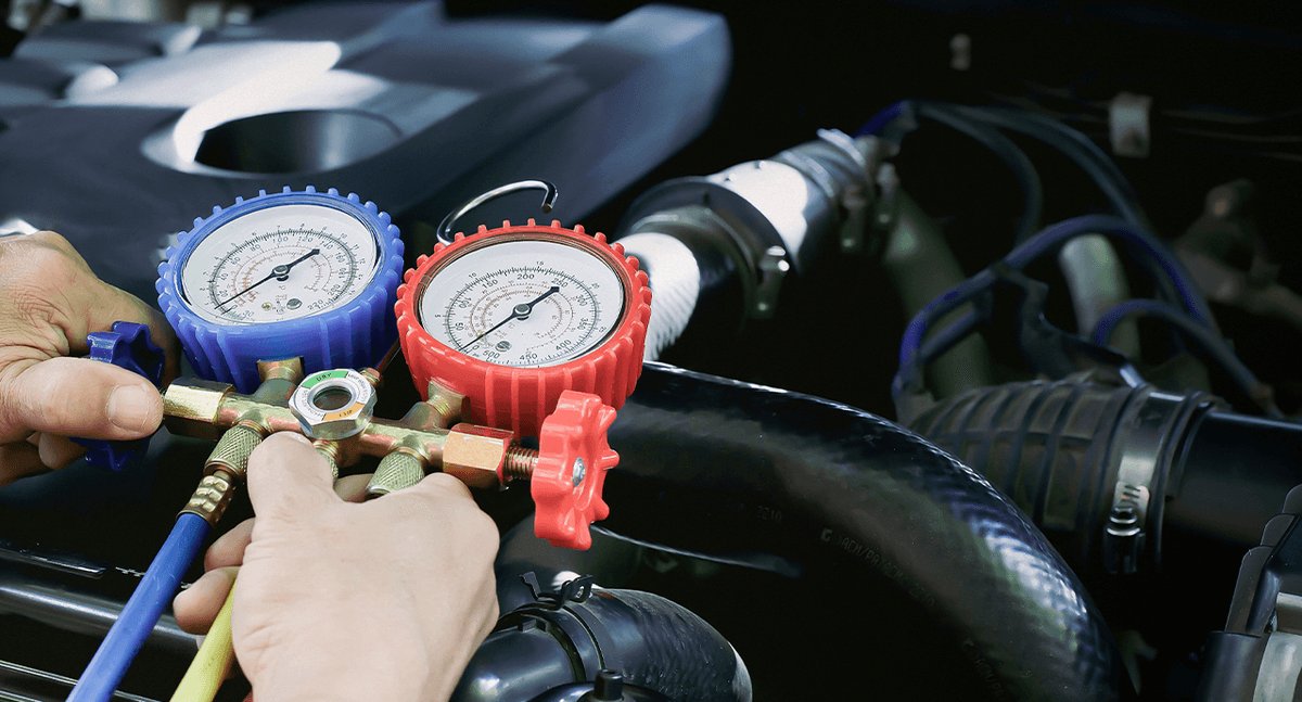Mechanic working on a car